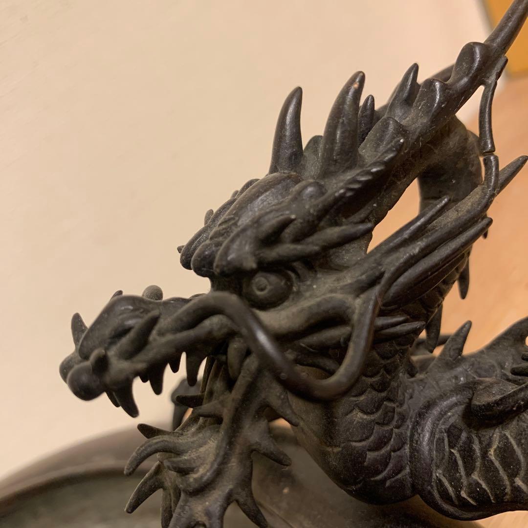 双龍水盤 紫銅 晴龍斋 美品　骨董　圧迫感　165