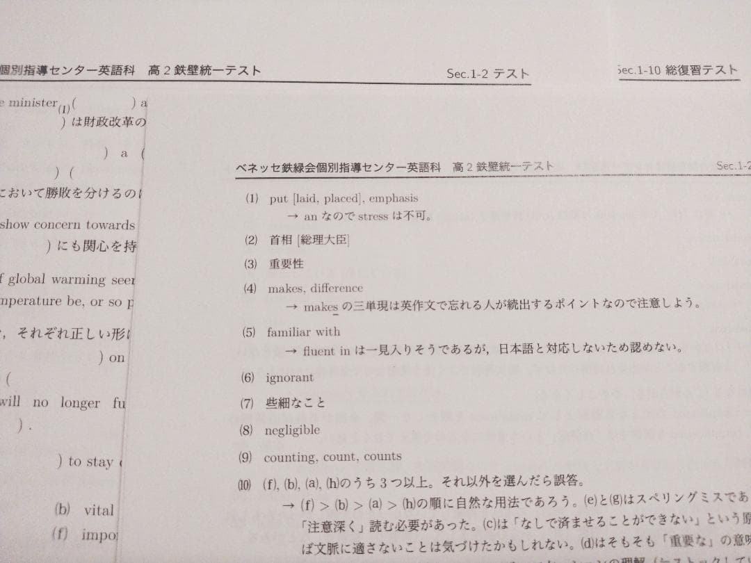 最新　鉄緑会個別指導による高2鉄壁統一テスト全セクションフルセット　駿台　河合塾