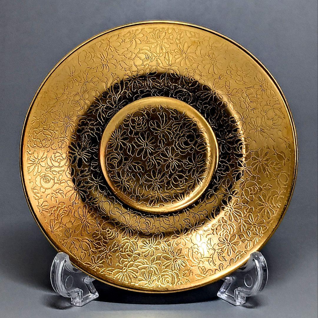 アンティークピッカード金彩エッチング クサラシ技法 華装飾紋様 カップ＆ソーサー